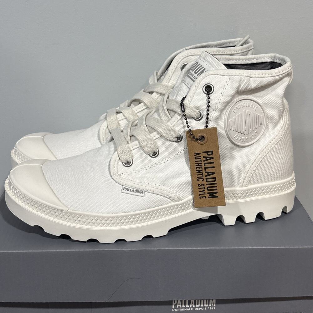 PALLADIUM PAMPA HI ORIGINAL CANVAS BOOTS WHITE HIGH TOP SNEAKERS WOMENS 9.5 READ - Picture 2 of 12